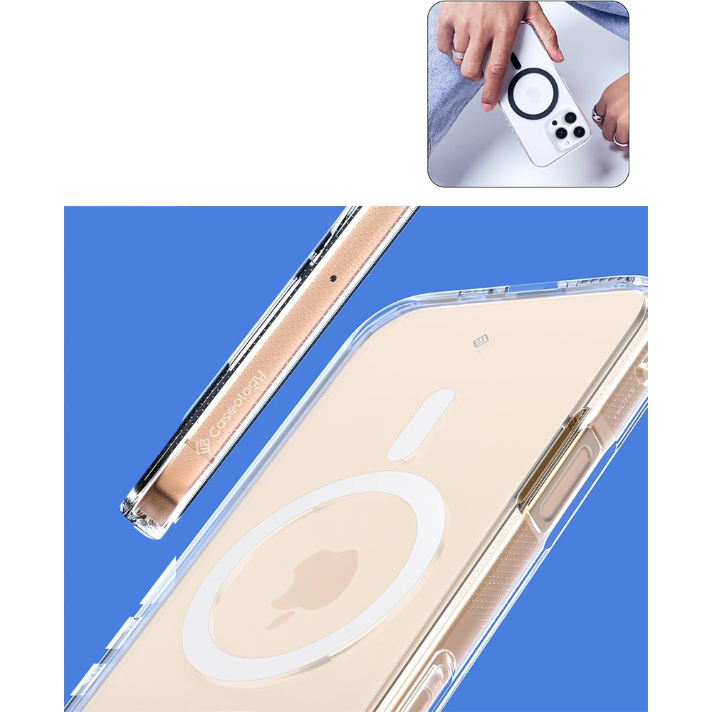 Etui Spigen Caseology Capella Mag MagSafe do iPhone 16 Pro, przezroczysto-białe